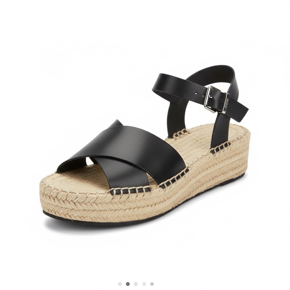 🔥 Aldo Black Leather Espadrille Sandals